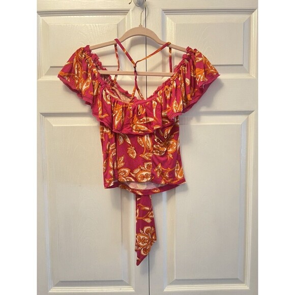 FREE PEOPLE Womens Blouse Cha Cha Stylish Raspberry Pink Size Small OB944888 - Picture 4 of 5